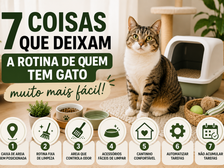 Gato em ambiente clean mostrando soluções práticas que deixam a rotina de quem tem gato muito mais fácil