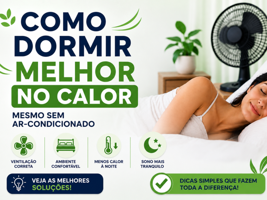 Mulher dormindo com ventilador ao lado em quarto confortável com dicas para dormir melhor no calor mesmo sem ar-condicionado
