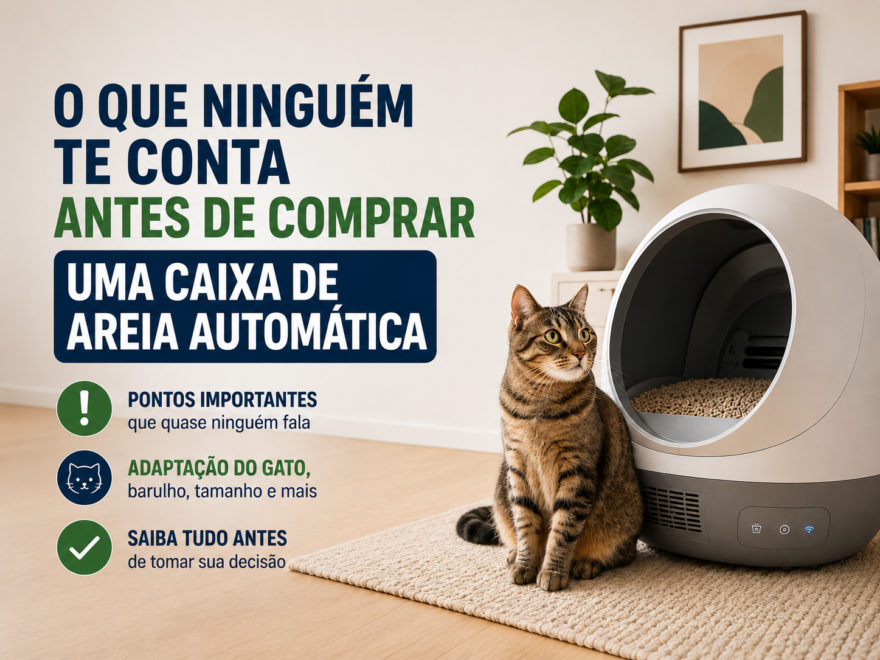 O que ninguém te conta antes de comprar uma caixa de areia automática para gatos, incluindo adaptação do gato, cheiro, barulho e praticidade na rotina